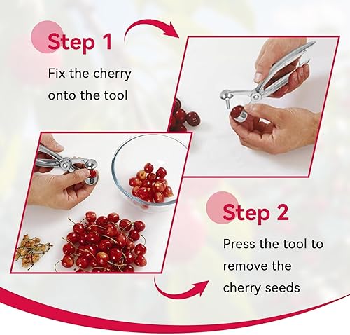 Miniatura 4 de 2 herramientas de descarador de cerezas, herramienta de deshuesador de cereza, removedor de hoyos de aleación de aluminio, removedor de semillas de