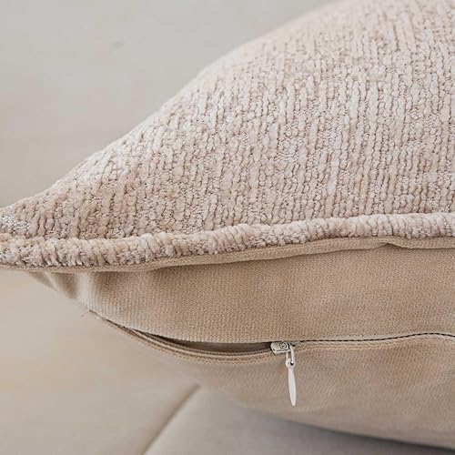 Miniatura 5 de WACOMECO Juego de 2 fundas de cojín de felpilla neutra, con textura suave, decorativas, para sofá, cama, decoración del hogar, 18 x 18 pulgadas,