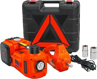 E-HEELP Electric Car Jack Kit 5Ton 12V Hydraulic Car Jack Lift (Lifting Range: 6.1~17.7 inch) with Electric Impact Wrench for SUV MPV Sedan Truck Change Tires Garage Repair