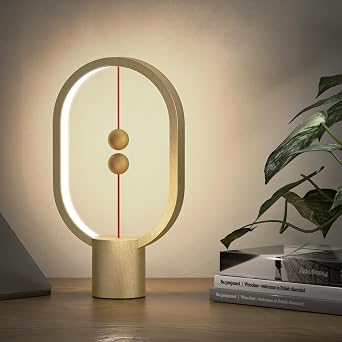 Bedroom Lamps - Mini Balance Lamps, Birthday Gifts, Bedside and Nightstand Lights, Plug-in Night Lights with Magnetic Base for Home, Office, and College Dorm Wood Color