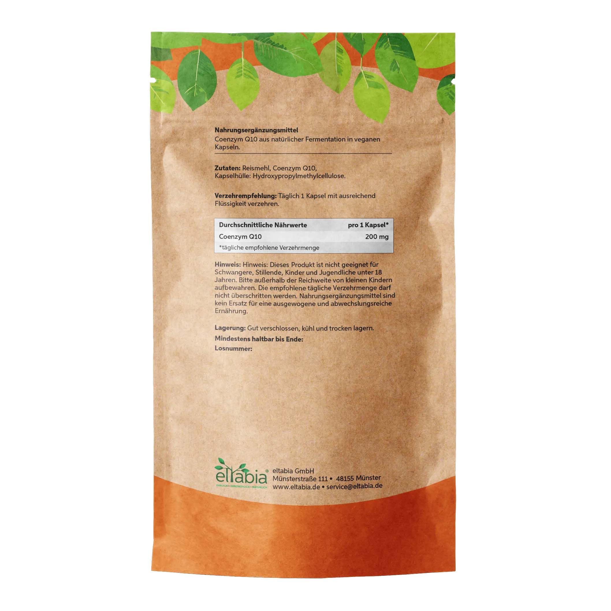 Coenzima Q10 capsule 200 pezzi | 200 mg alto dosaggio Premium Ubiquinone | Vegano da fermentazione vegetale
