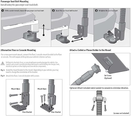 Miniatura 2 de ARKON Pedestal de montaje en el piso del carril del asiento del coche o del camión de repuesto o actualización - Dual T Compatible Retail Negro