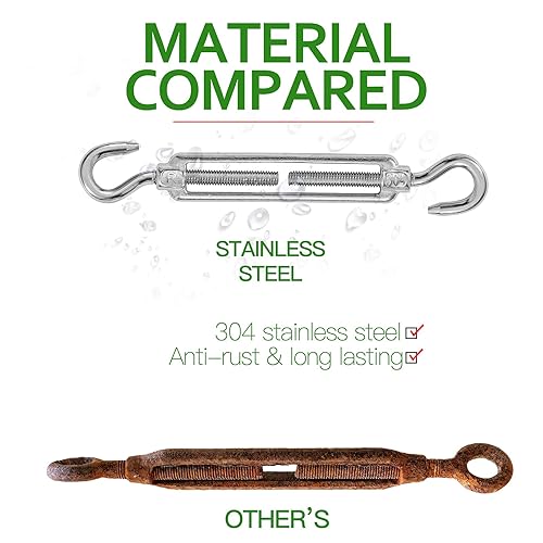 Miniatura 63 de Tensor de ojo y ojo M6, tensor de acero inoxidable 304 resistente tensión de cuerda de alambre 5 PC