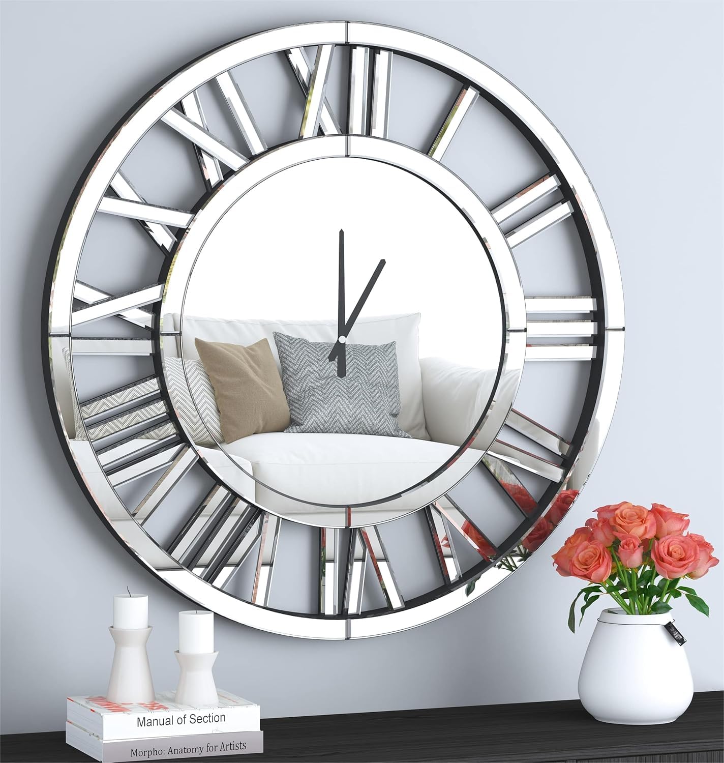 Mnsruu Orologio Da Parete Rotondo Con Cavallo - Silenzioso, 24 Cm, Acrilico, Per Soggiorno E Camera Da Letto