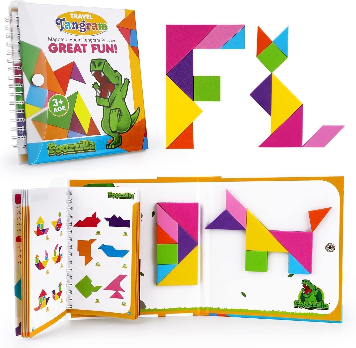 Amazon.com: FOOZZILLA Magnetic Tangram Puzzle Set - 2 Sets of