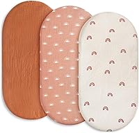 Vista 17 de Gllquen Baby Sábanas de Muselina para Moisés Paquete de 3, Sábanas Ajustadas de Algodón Transpirables Elásticas y Acogedoras para Colchón de Moisés