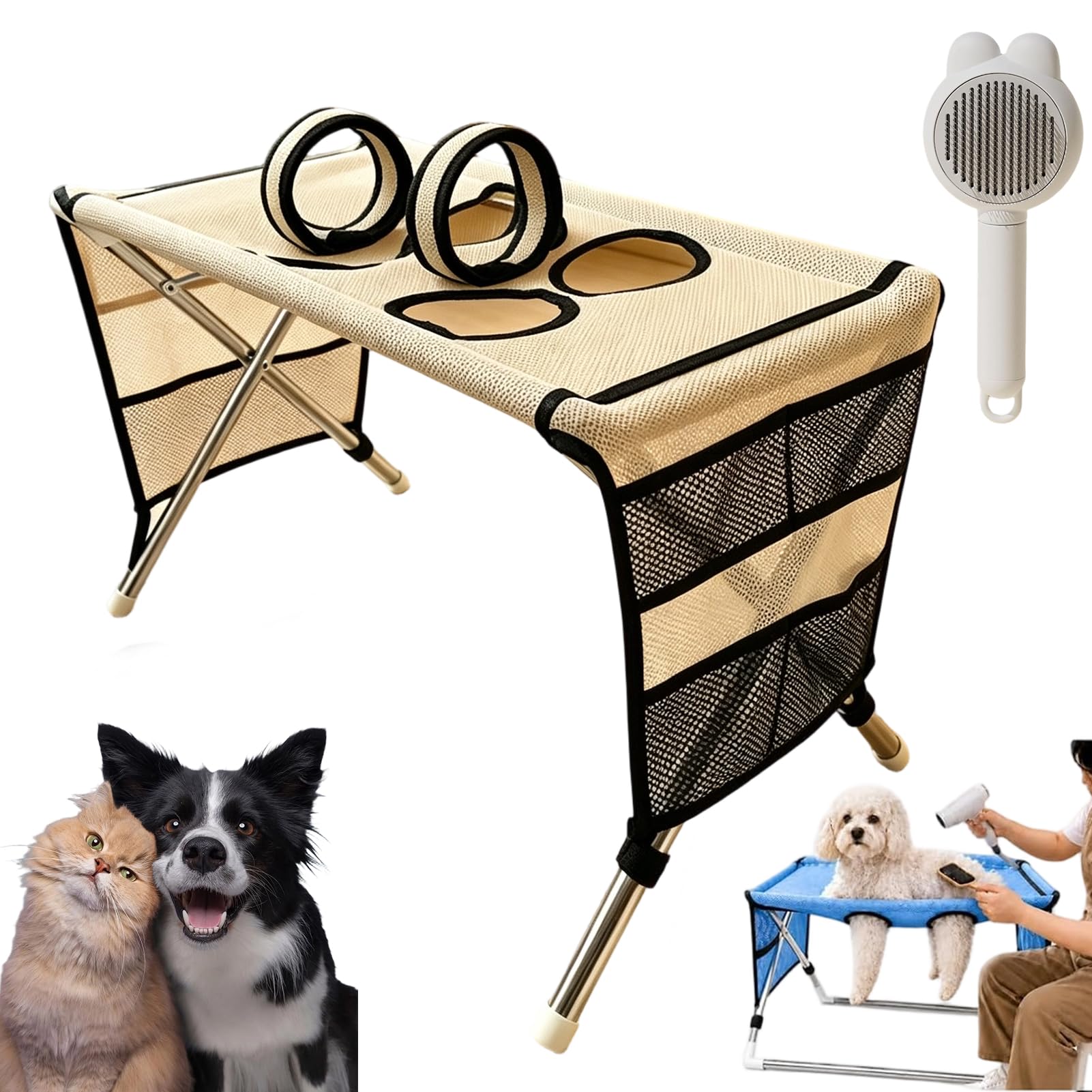 2-in-1 Foldable Pet Grooming Bed, 2026 New Pet Bathing Stand for Cat (G)