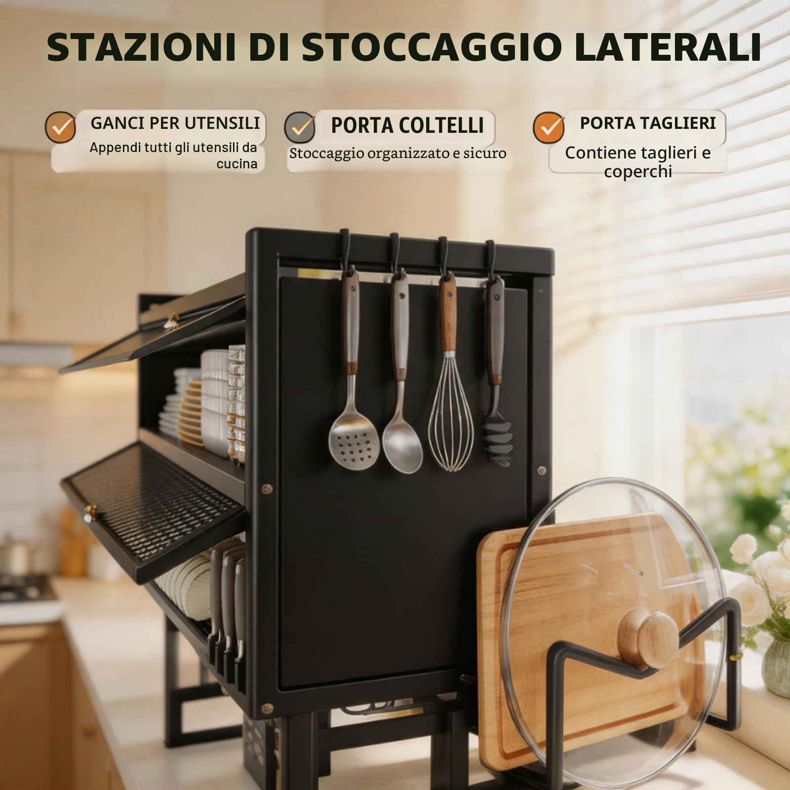 Mantieni organizzati i Ripiani del lavello della Cucina e risparmia Spazio,Scolapiatti da Cucina, lavello per lavastoviglie, Piano di Lavoro, Antipolvere(Black Single Layer,85cm/33.5in)