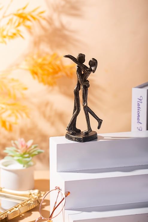 6th Anniversary Iron Sculpture Gift Romantic Couple Statue for Her, Handcrafted Black Metal Decor Wedding, Valentines, Birthday Keepsake Includes Card