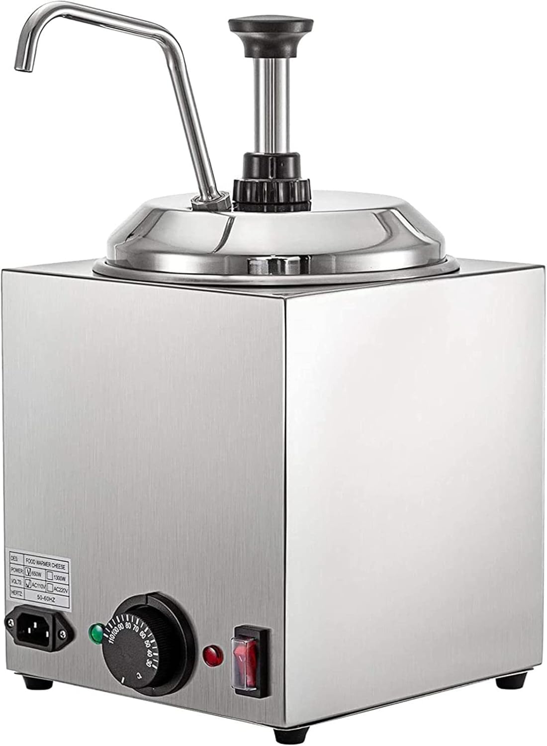 Cheese Dispenser with Heated Pump,2.5L Commercial Hot Fudge Warmer,800W