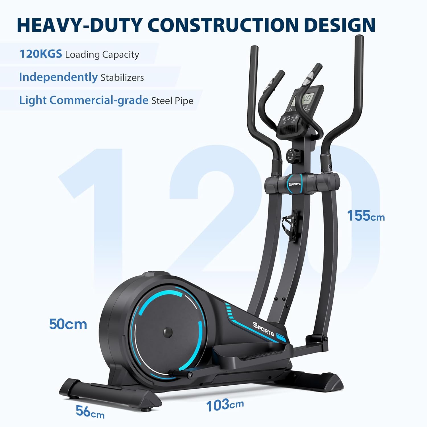 Dripex Elliptical Cross Trainer For Home, Ultra Quiet Magnetic Elliptical Machine w/16 Levels Resistance, 8KG Flywheel, 15.3IN Stride, Multifunctional LCD Monitor, Pulse Sensor,... - Image 4