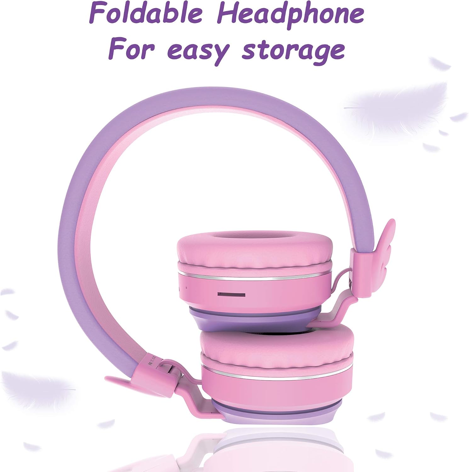 Free Shipping Offer Riwbox BT05 Bluetooth Kids Headphones Wireless Foldable Headset Over Ear with Volume Limited and Mic/TF Card Compatible for iPad/iPhone/Tablet (Purple&Pink)