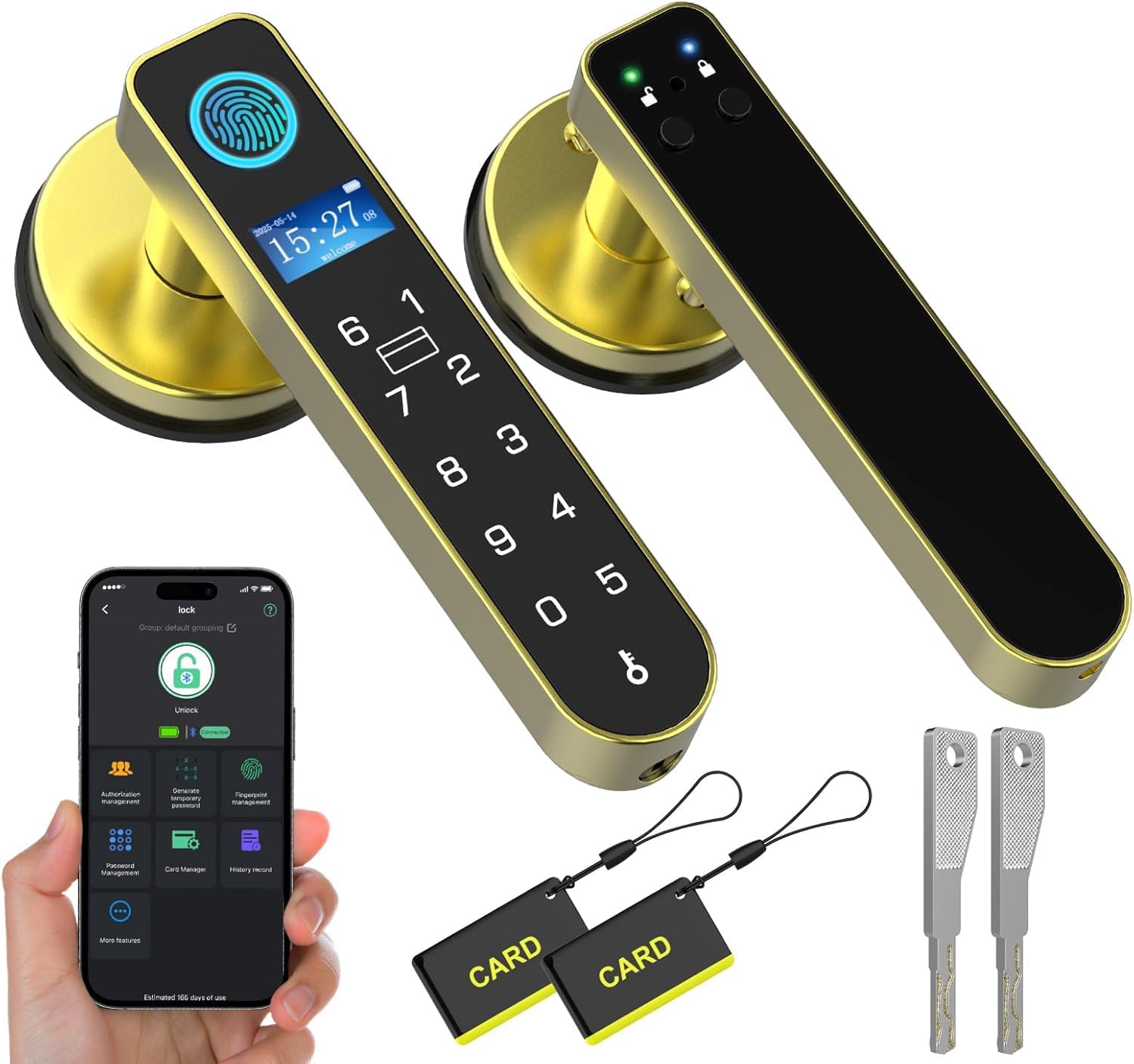 Serrure de porte intelligente à empreinte digitale avec clavier à code et entrée sans clé