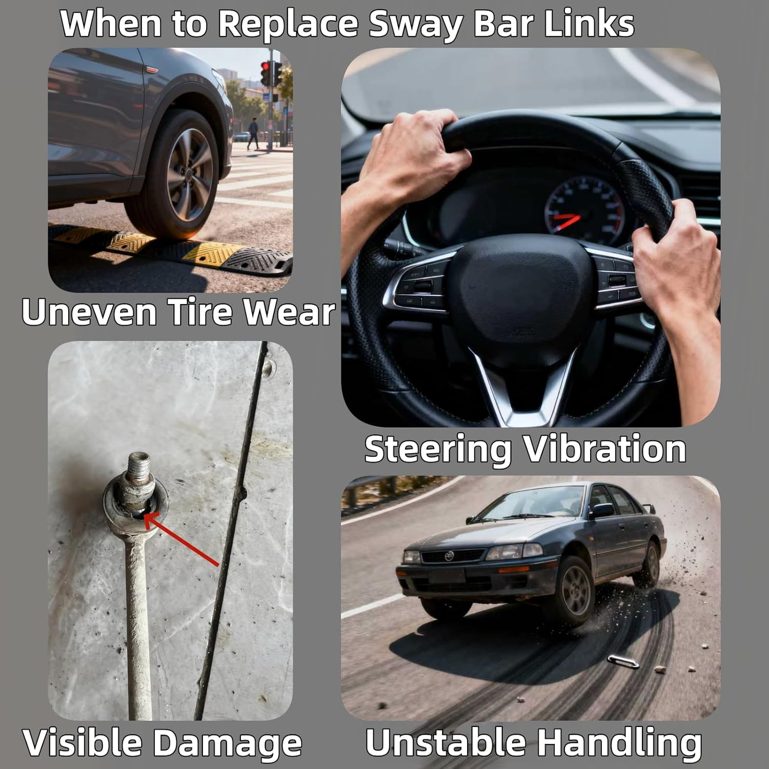 9.84-11.81' 250-300 M12 Front Universal Heavy Duty(HD) Adjustable Aluminium Sway Bar Links Kit Replace OEM, Fit Most Cars Trucks SUVs Off-Road Vehicles Racing Specialty Use