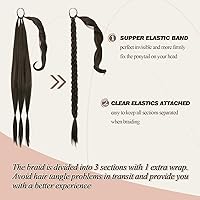 Vista 13 de BARSDAR Extensión de Cola de Caballo Trenzada de 30 Pulgadas de Largo - Extensiones de Cabello de Cola de Caballo Trenzada Rubia Recta Envolvente