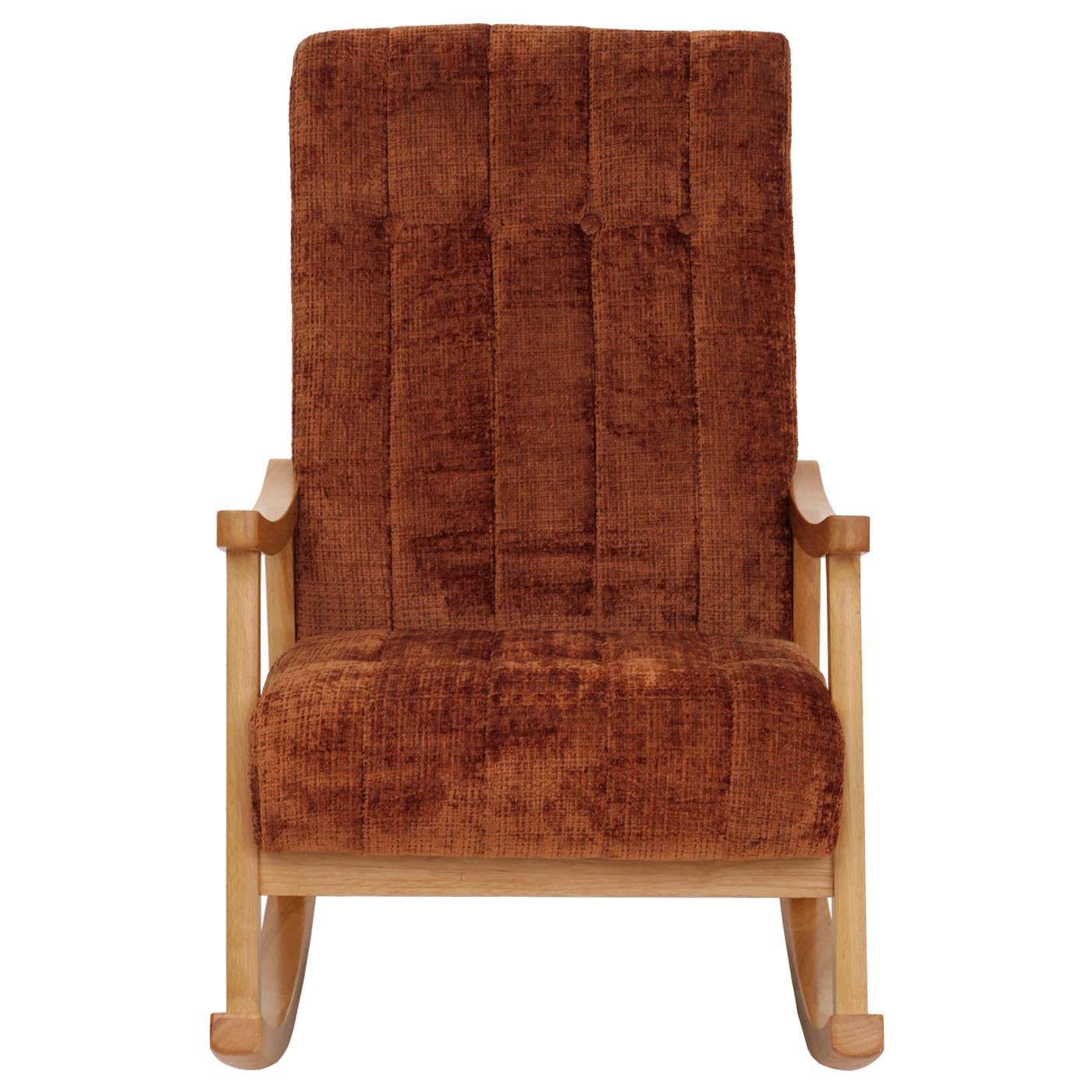 Mendler Fauteuil à Bascule HWC-K10 Chenille (465g/m²) Terracotta, piètement Naturel