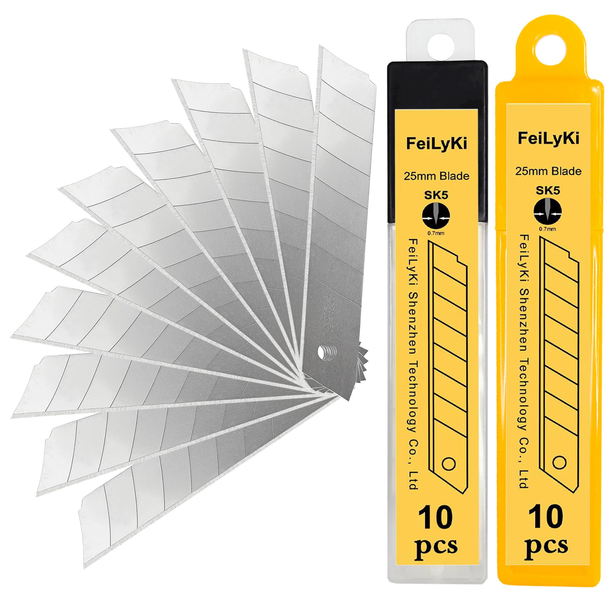 FeiLyKi 20-Pack 25mm Blades Snap Off Blades Utility Knife Blades
