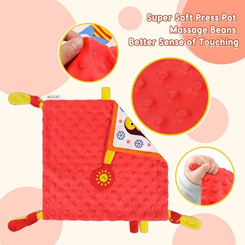 Miniatura 2 de Dr.Rapeti Manta de seguridad para bebé, niño pequeño, 10 x 10 pulgadas, juguete sensorial lavable, manta de apaciguamiento amoroso (gota de lluvia)