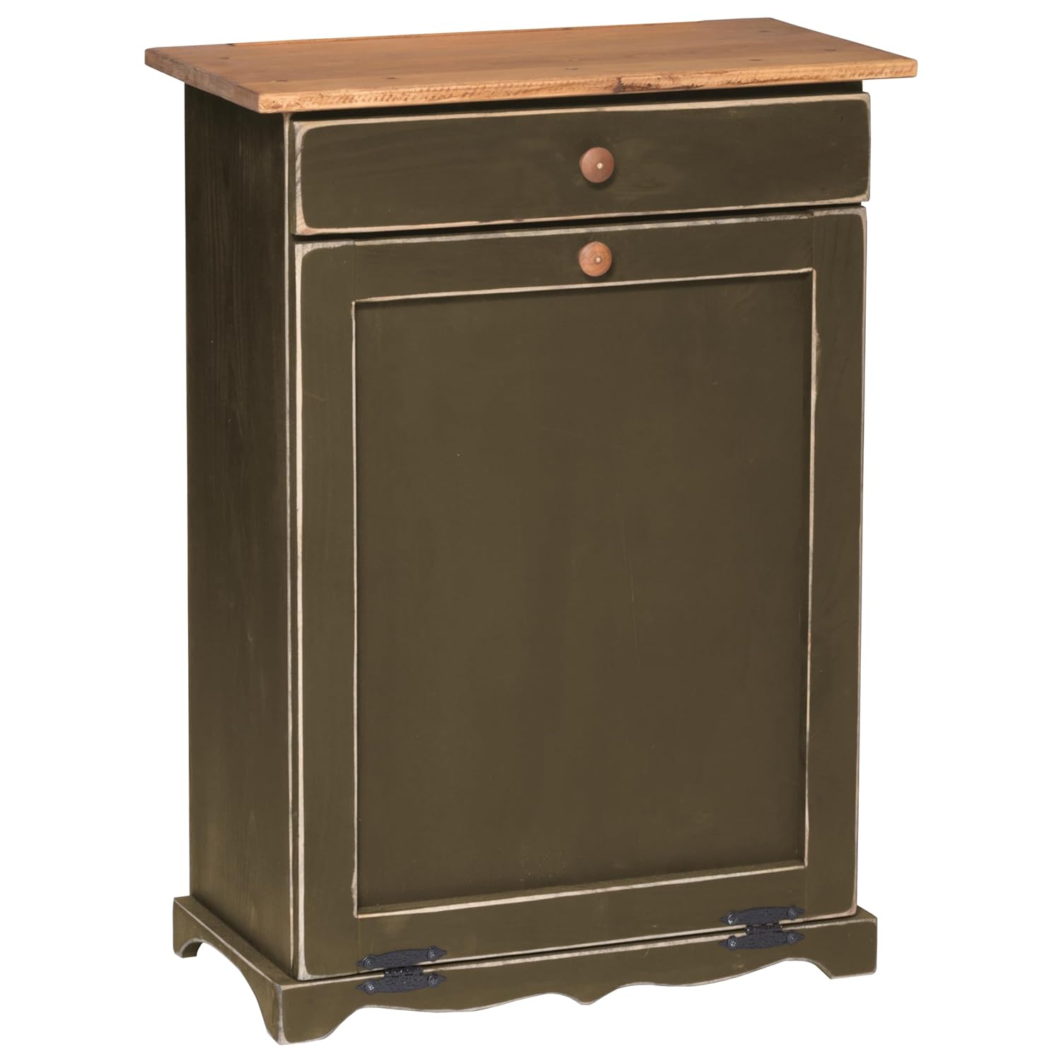Furniture Barn USA Farmhouse Pine Tilt-Out Waste Basket, Antique White