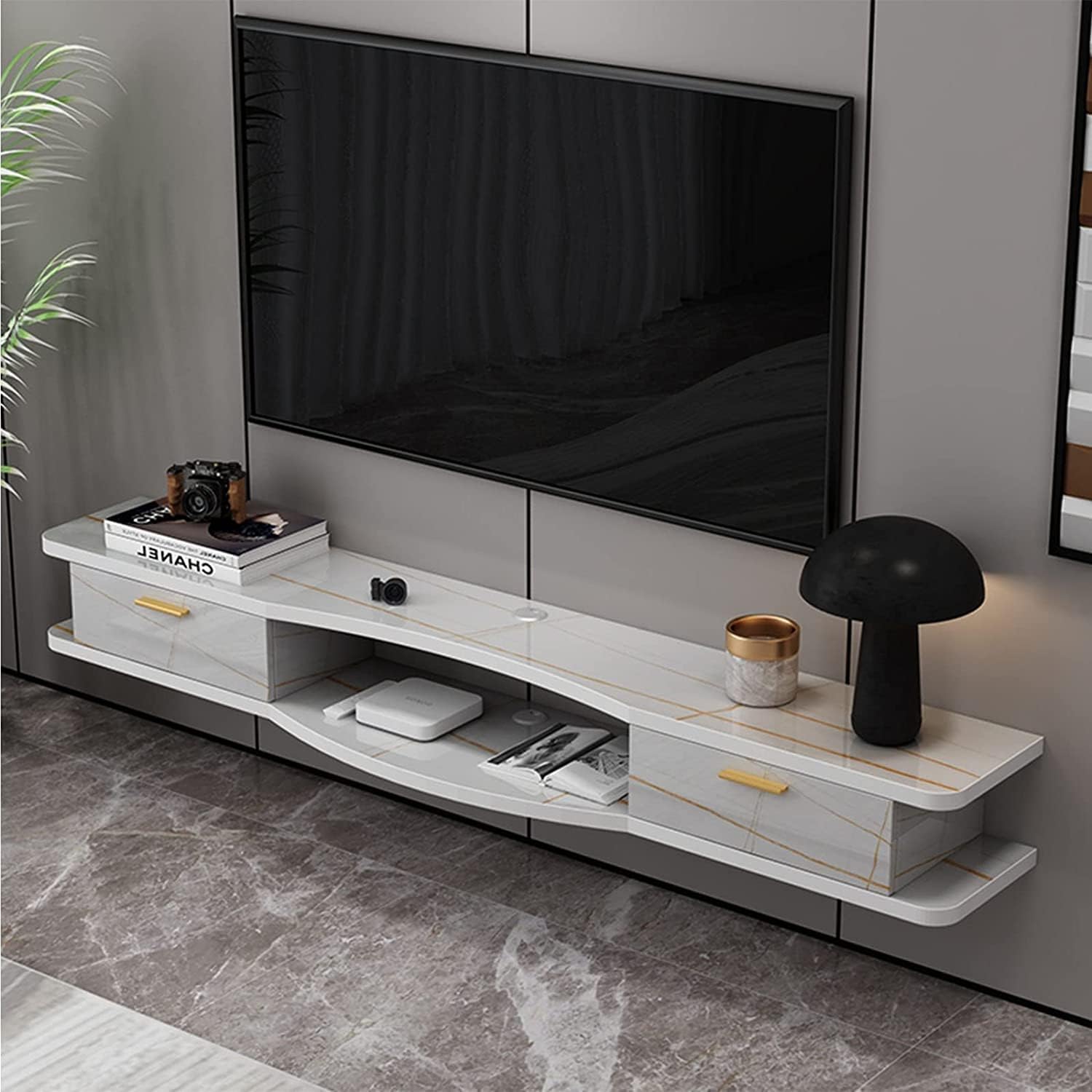 Wall Mounted Tv Unit Floating Tv Stand Component Shelf,Hanging Media