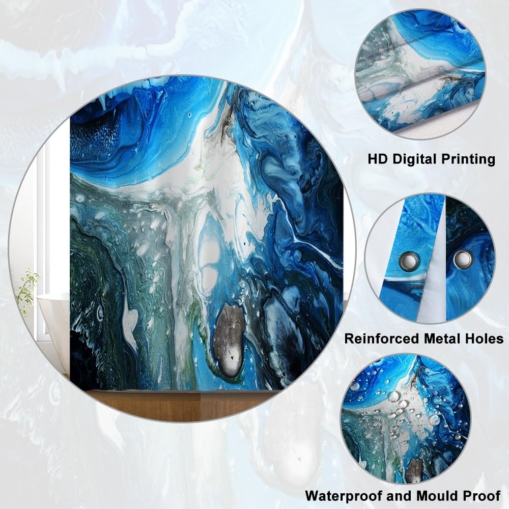 AnaZoz Duschvorhang Aus Polyester – Marmor-Look, Wasserabweisend & Schimmelresistent, Inklusive Haken