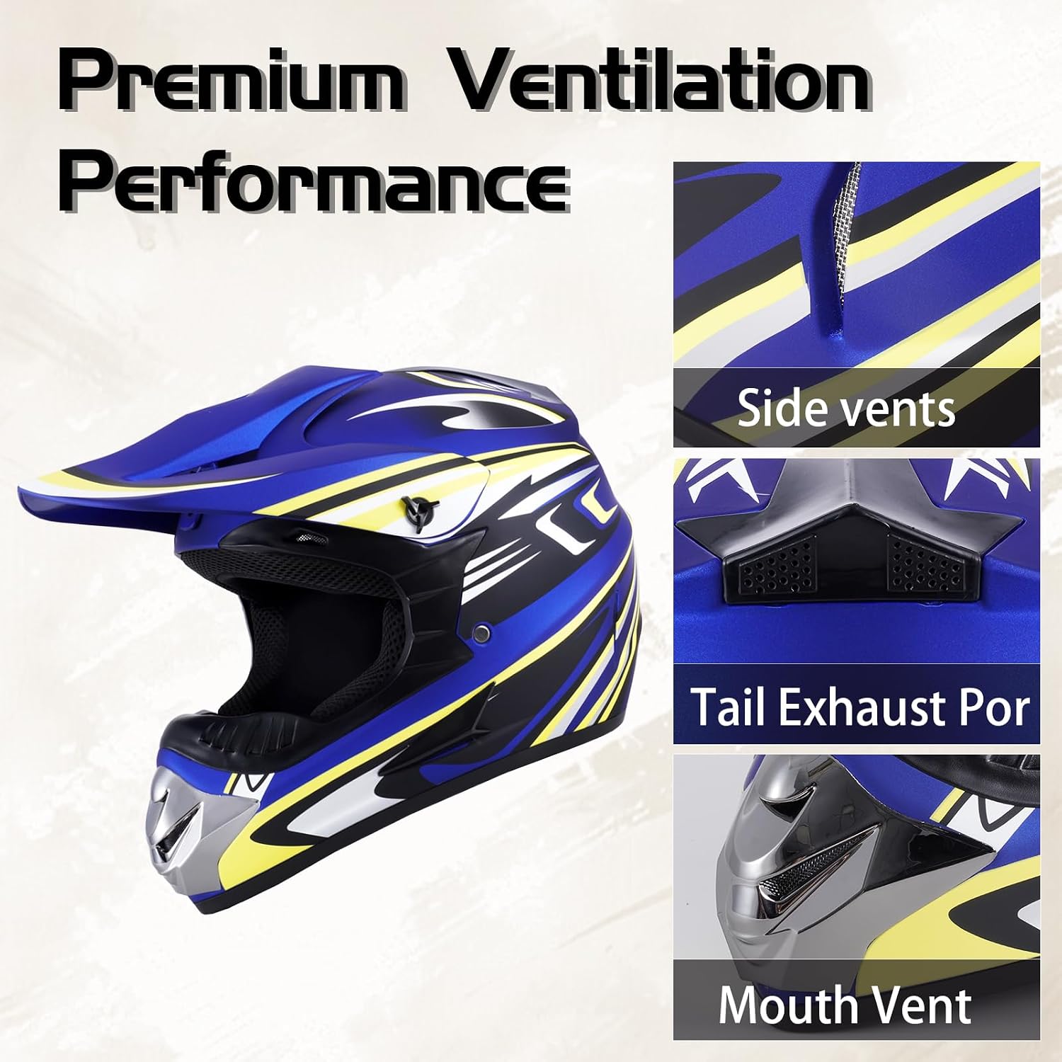 Youth Dirt Bike Helmets Kids Motocross, ATV, BMX, Four Wheeler Mountain Bike, Off-Road Motorcycle Helmet with Goggles, Gloves, Face Shield for Boys Girls - DOT Approved