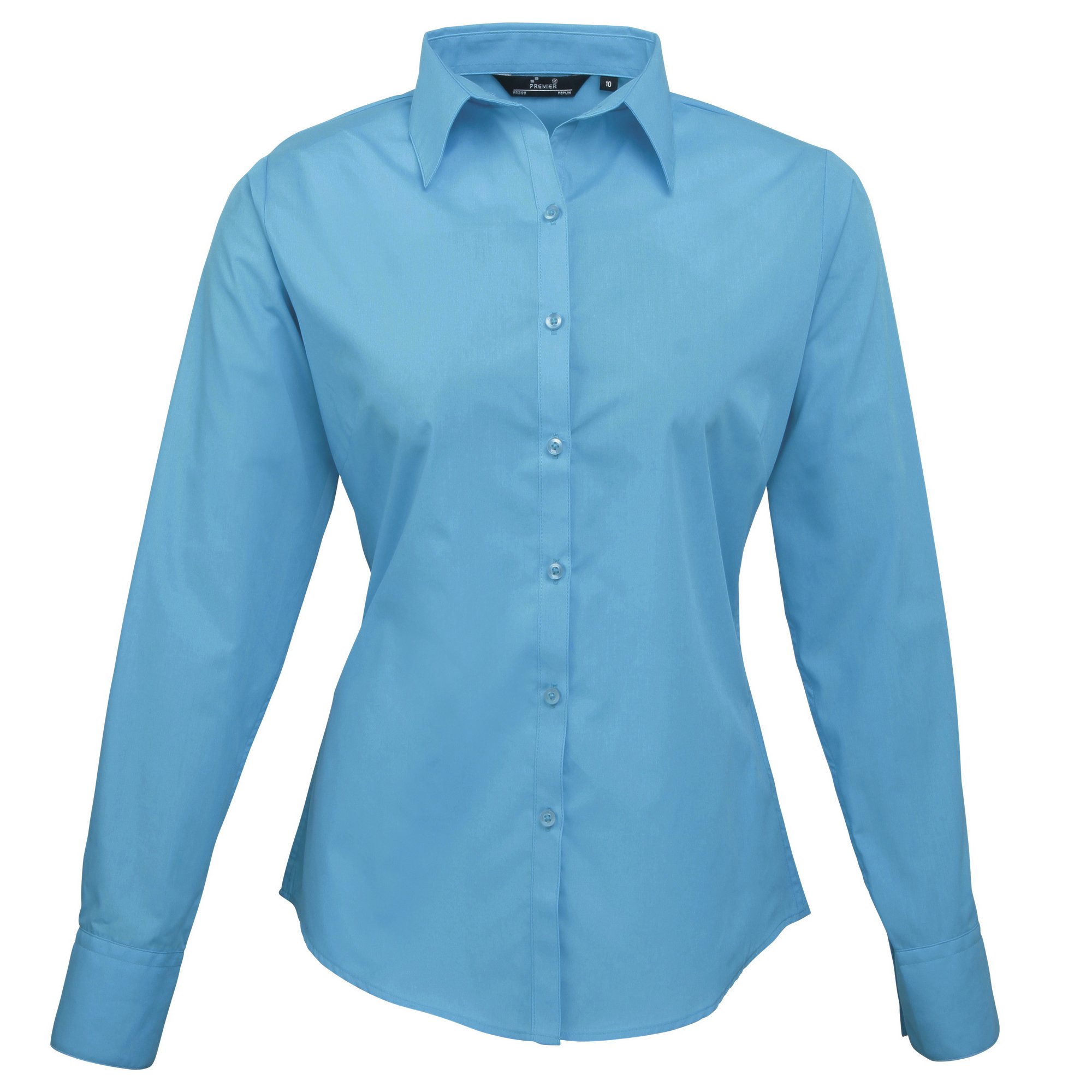 Premier Womens/Ladies Poplin Long-Sleeved Blouse (10) (Turquoise)