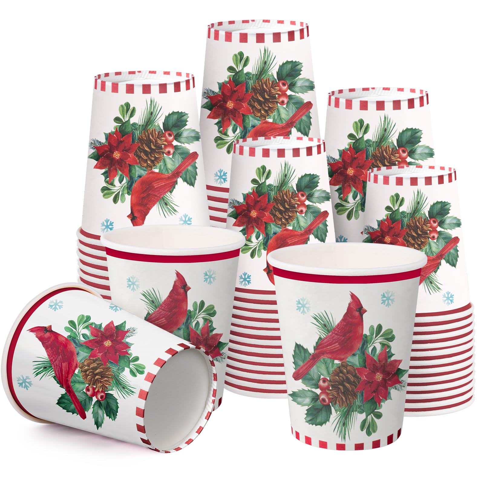 Amazon.com: WRAPAHOLIC 50 Pcs Christmas Paper Cups - 9 oz Bird and ...