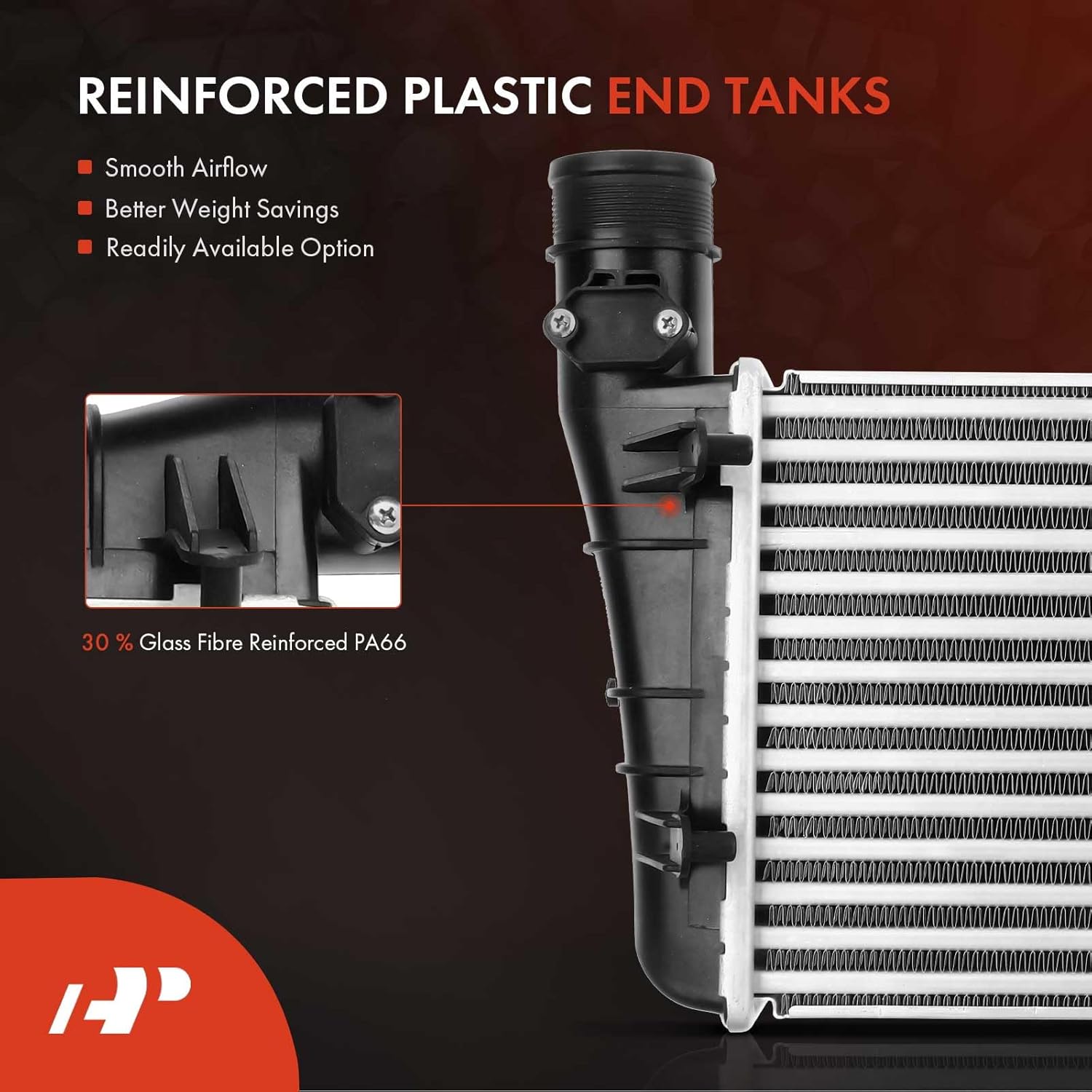 A-Premium Turbo Intercooler Compatible with Audi A4 2005-2008, A4 Quattro 2005-2009, L4 2.0L Turbocharged