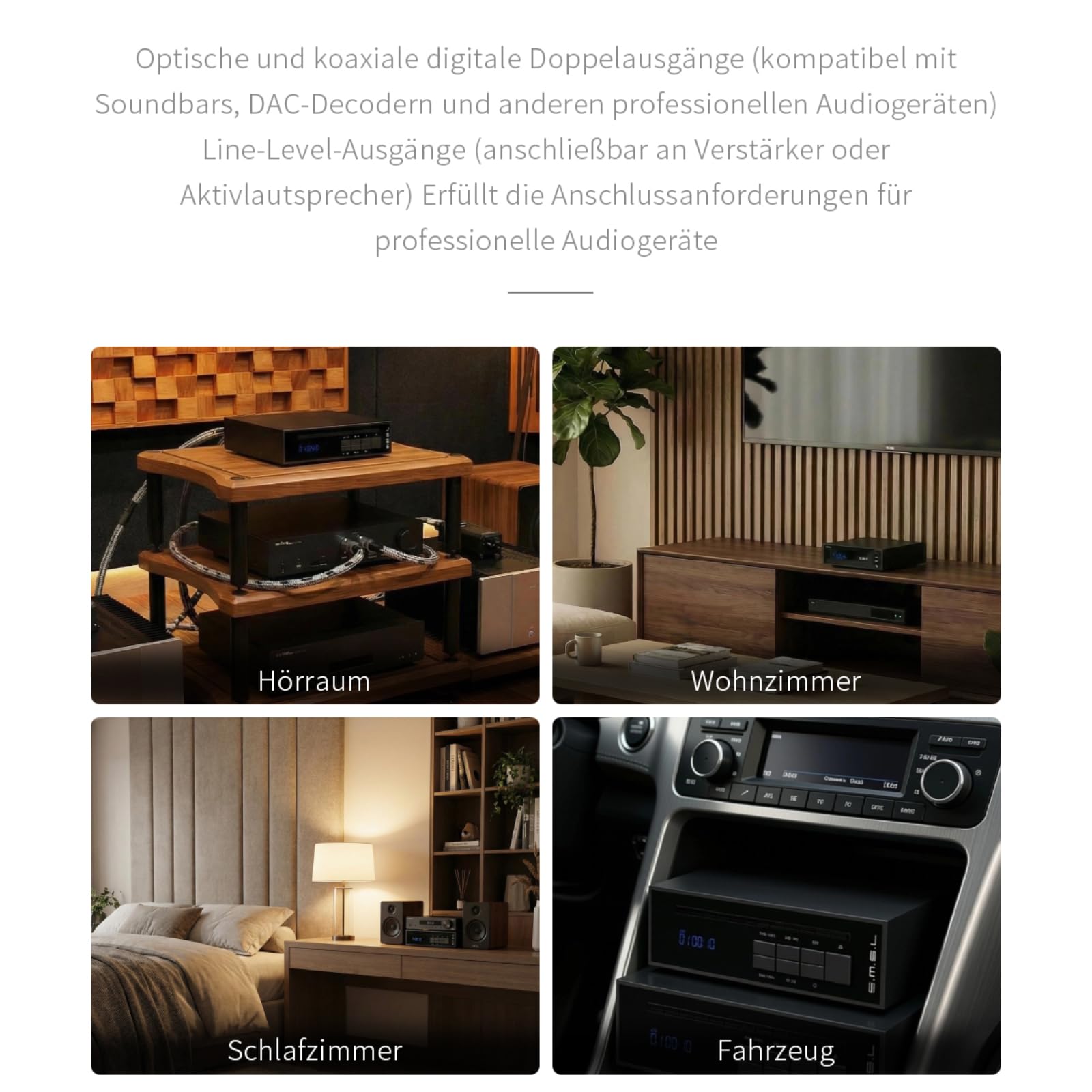 SMSL PL20 HiFi CD Player für Zuhause, USB-Laufwerk CD Ripper, Silber | CD Transport für Auto, CD/USB-Laufwerk/bluetooth-Eingang, RCA/3.5mm/4.4mm/bluetooth/optischer/koaxialer digitaler Ausgang