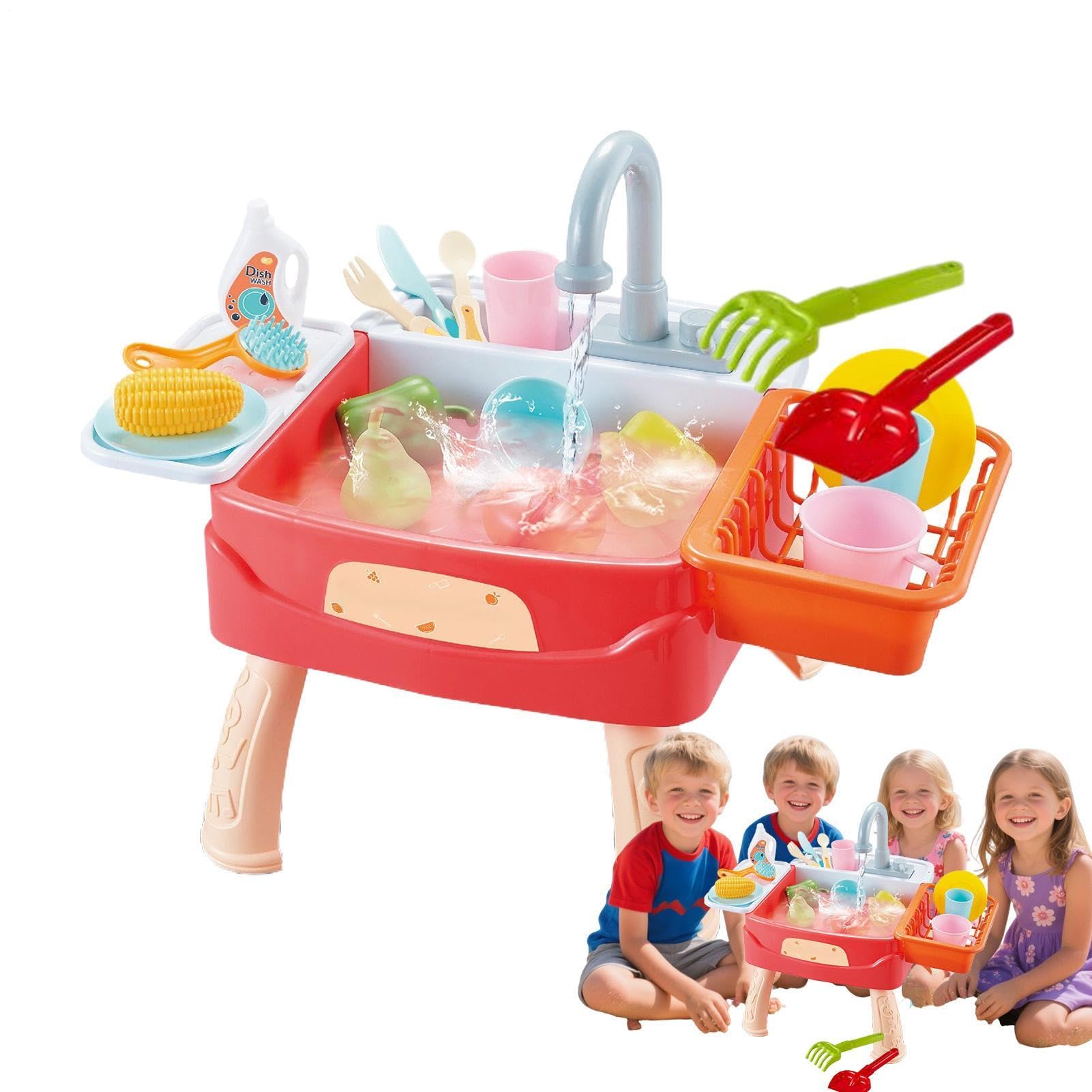Giocattolo Cucina Lavello Con Acqua Corrente Elettrica | Ciclo Acqua Automatico Inclusi Giochi Educativi per Bambini 3+ Anni