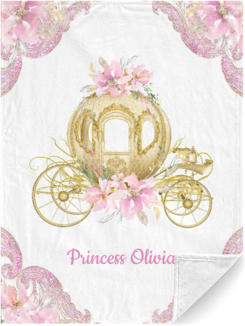 Personalized Baby Blanket with Name Custom Baby Blanket for Girls Baby Girl Gifts Baby Items Newborn Essentials Soft Recieving Blankets - Princess Carriage 60x80in