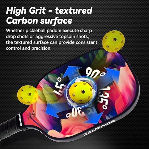Miniatura 5 de Paletas de pickleball ligeras de carbono  Palas de pickleball USAPA para mujeres, hombres, principiantes e intermedios  Superficie arenosa, diseño