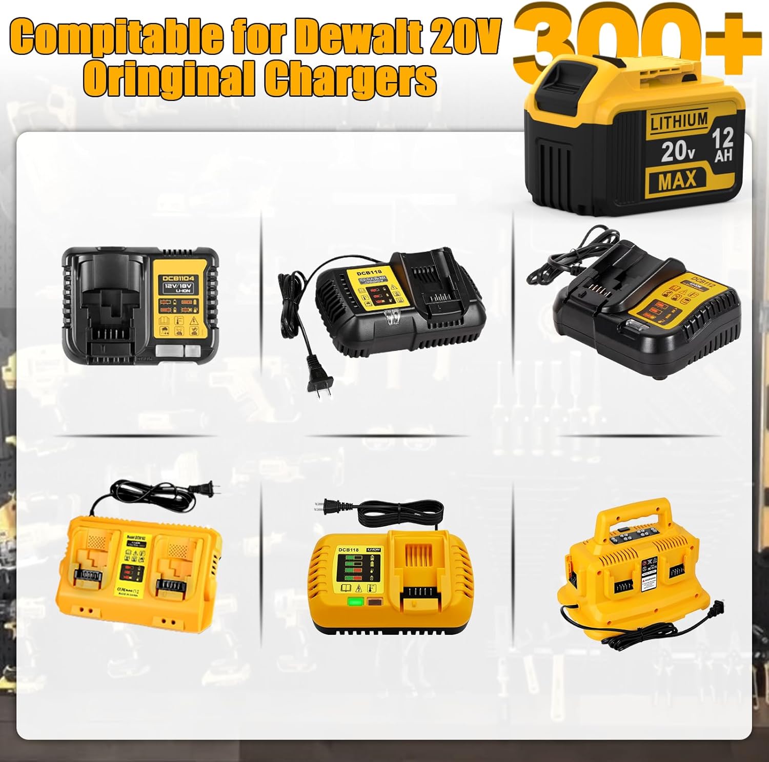 2-Pack 12000mAh High-Capacity Replacement for Dewalt 20V Max Battery Compatible with Dewalt 20 Volt Lithium Ion Batteries DCB207 DCB206 DCB205 DCB204 DCB203 DCB201 DCB200 Cordless Tools - Image 6