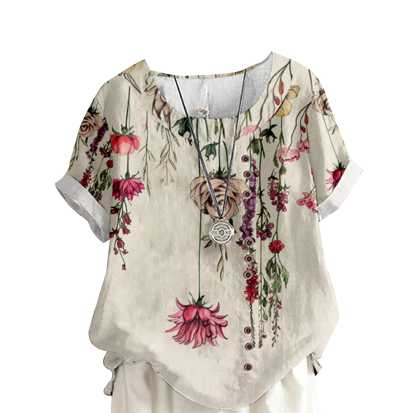 MARSVOVO Casual Short Sleeve T Shirt for Women Crewneck Oversized Tops Lightweight Soft