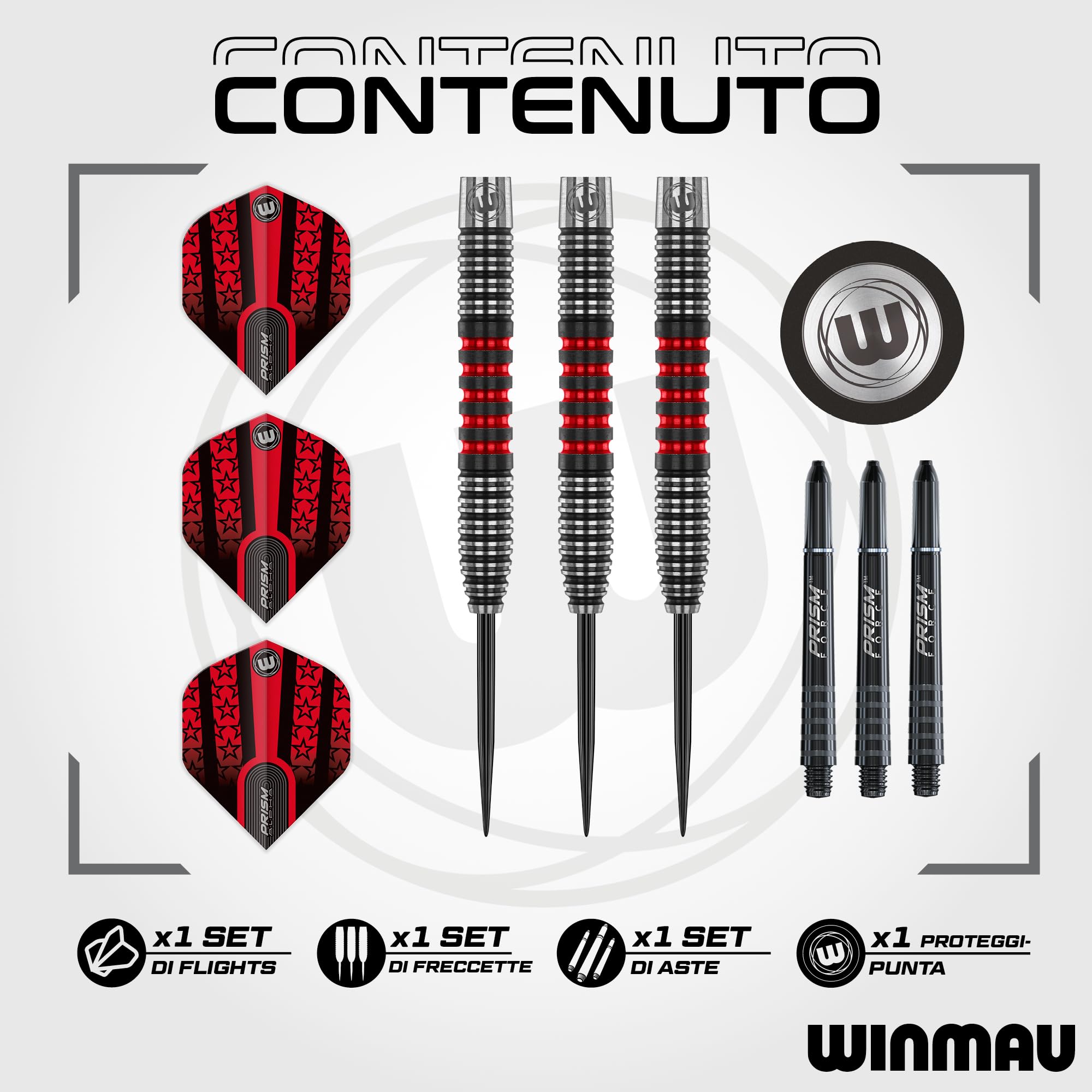 WINMAU Joe Cullen Set di Freccette Professionali in tungsteno 90% con Alette e steli