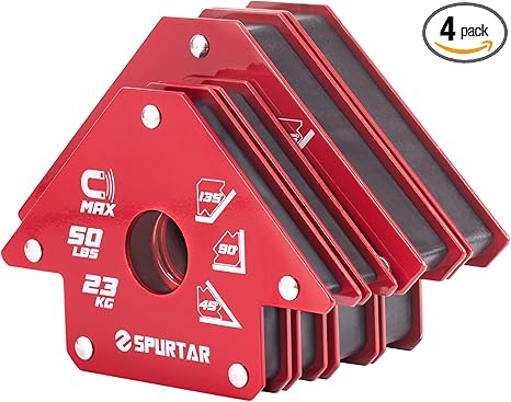 Spurtar Welding Magnets 75lbs & 50lbs 4pcs, Heavy Duty Welding Magnets and Clamps, Strong Magnetic Holder Accessories Tools, 45, 90, 135 Degree Angle