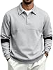 Polo de Manga Larga para Hombre Xiaojmake, Cuello Contrastante, Casual, con Botones 1
