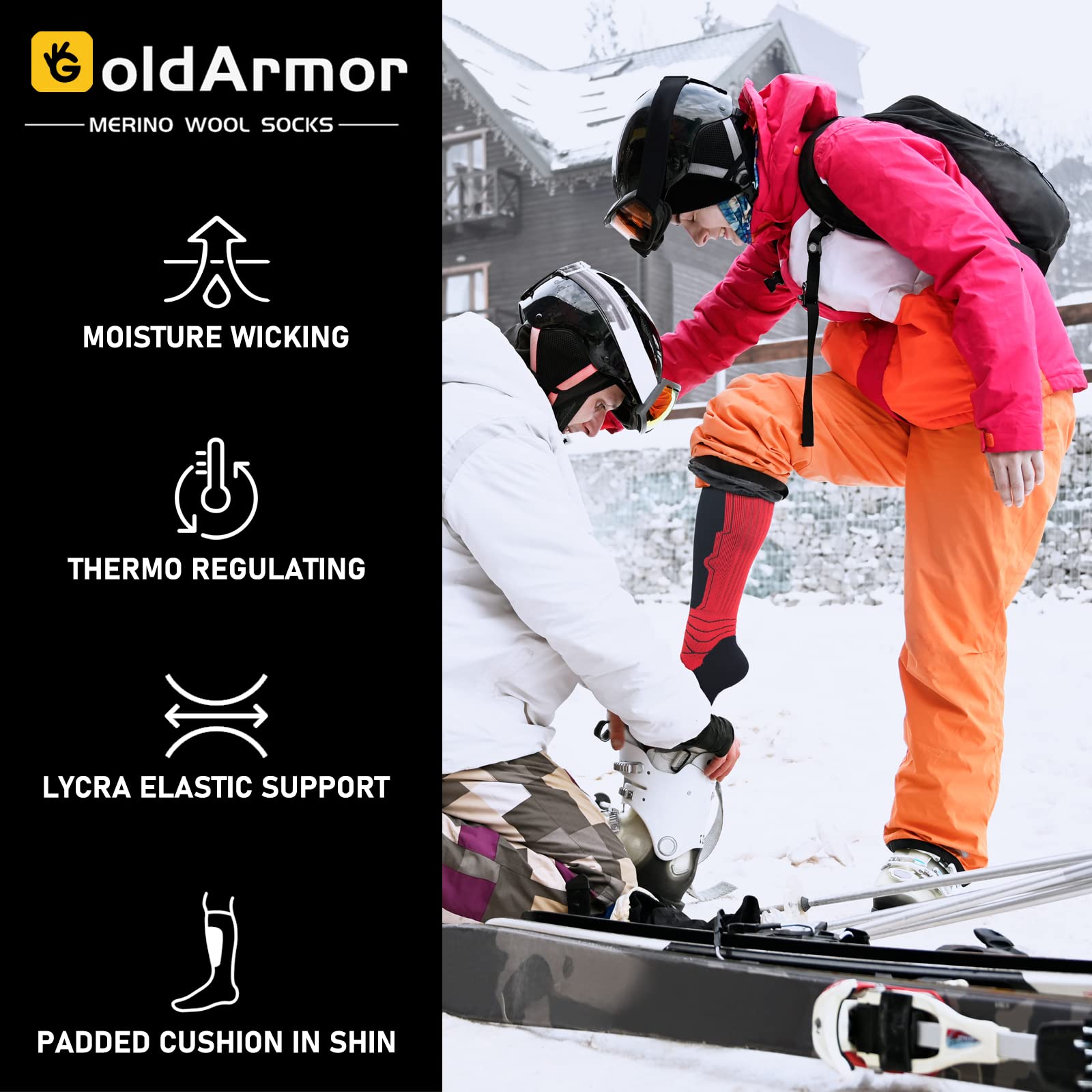 Calze da sci in lana merino, confezione da 3 per sci, snowboard, termiche invernali