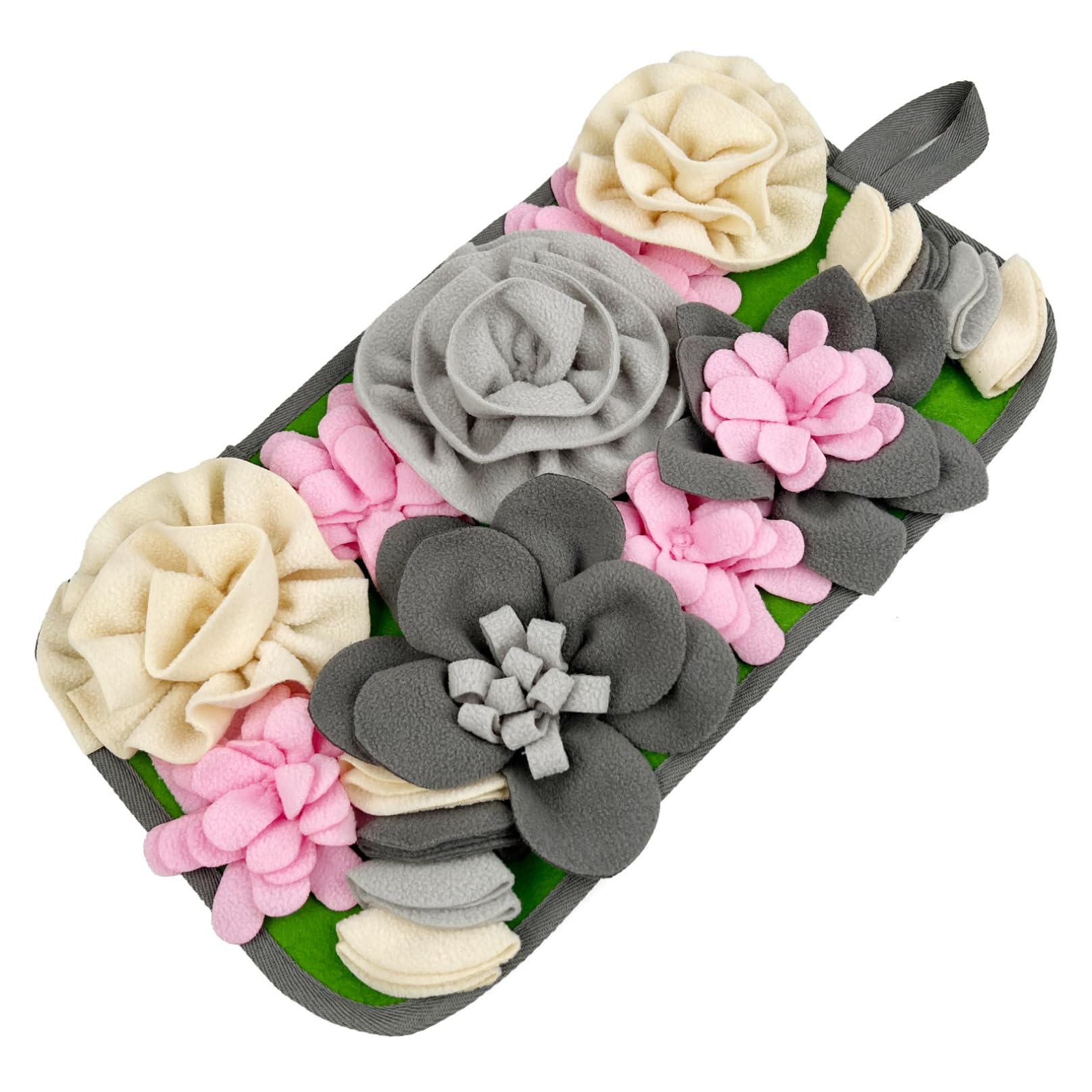 Foraging Mat, Flower Snuffle Mat for Rabbits Guinea Pigs with Non-Slip Bottom, Interactive Feeding Toy for Bunnies Hedgehogs Small Pets (Grey), Rabbit Foraging