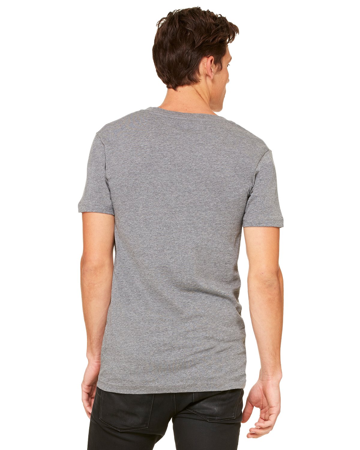 Bella Canvas Unisex Deep V-Neck Short Sleeve T-Shirt - Large, Deep Heather - View #4