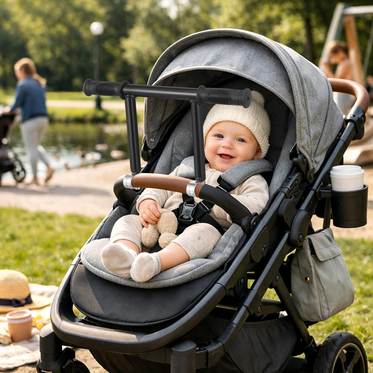POPETPOP Kinderwagen Griffverlängerung Universal, Lenkererhöhung für Buggy, Komfortabler Schiebegriff Aufsatz, Praktisches Zubehör zum Spazierengehen