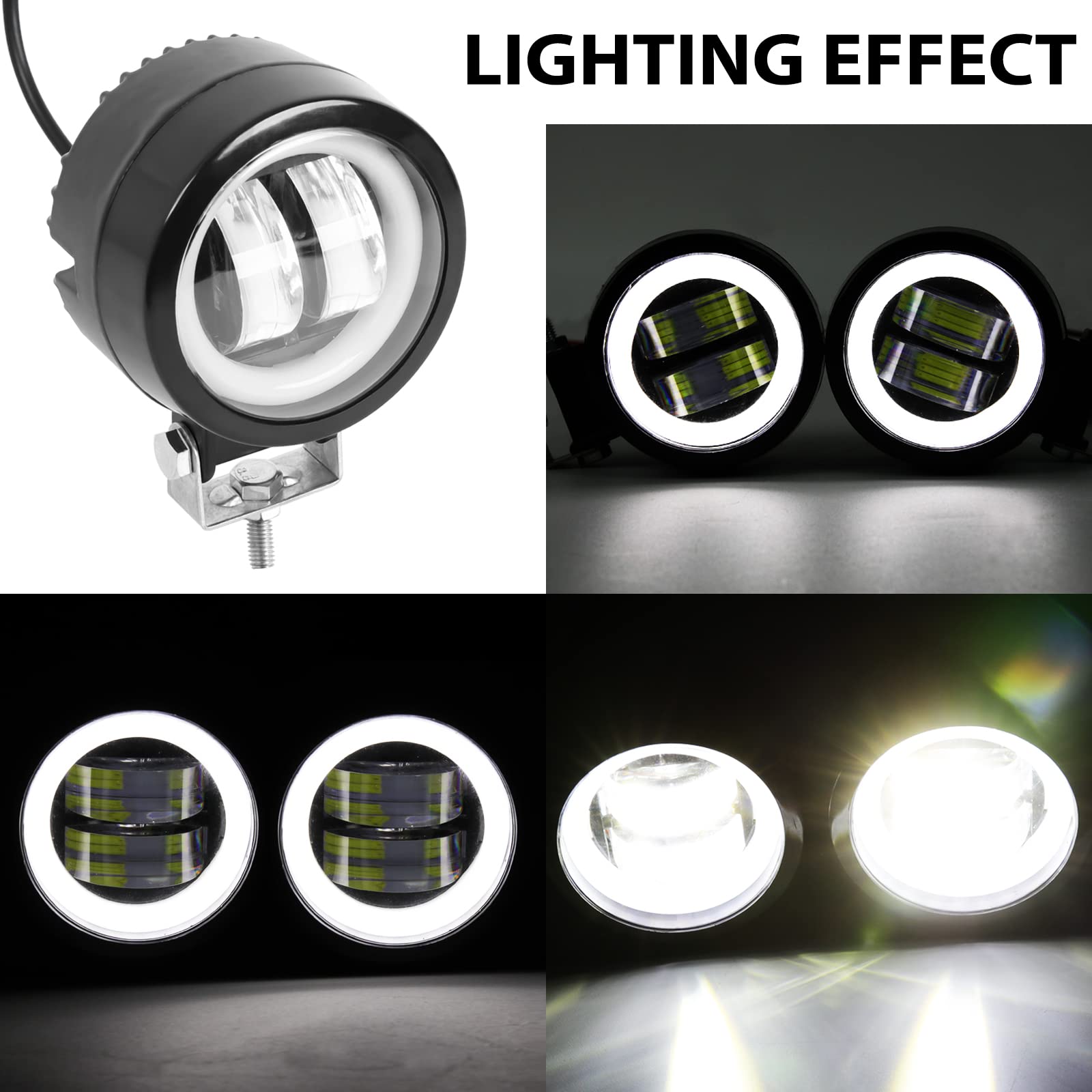 DREAMIZER Rotondo Fari anteriori Moto, 12V 24V Fari supplementari Moto, 6000K 40W 4000LM Motociclo del LED Fendinebbia compatibile con Jeep Wrangler ATV UTV Offroad Trattore Camion
