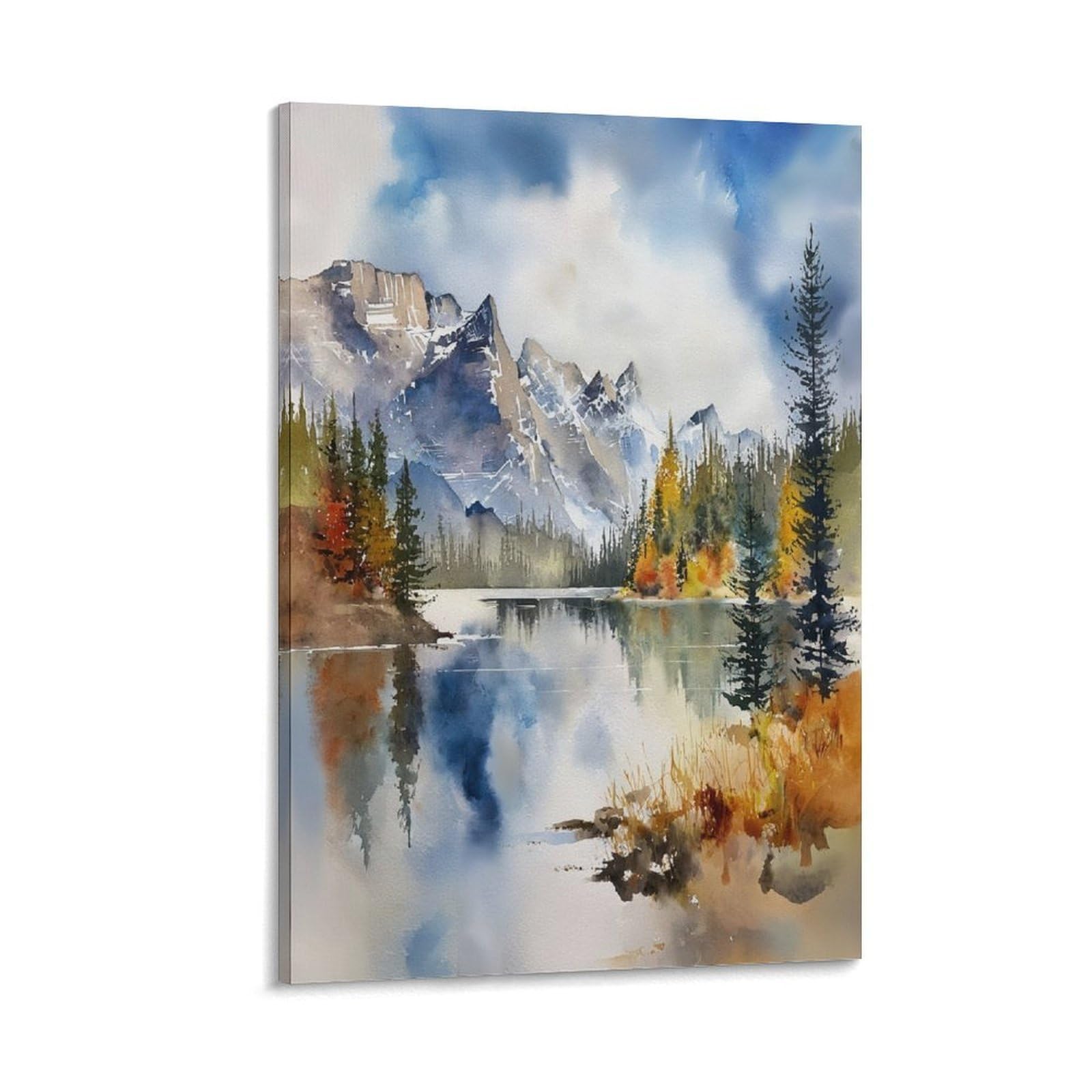 XWYMXZ Banff Watercolor Painting Canadian Rocky Mountain Posters Tree 20x30inch(50x75cm) Vintage Watercolor Canvas Art