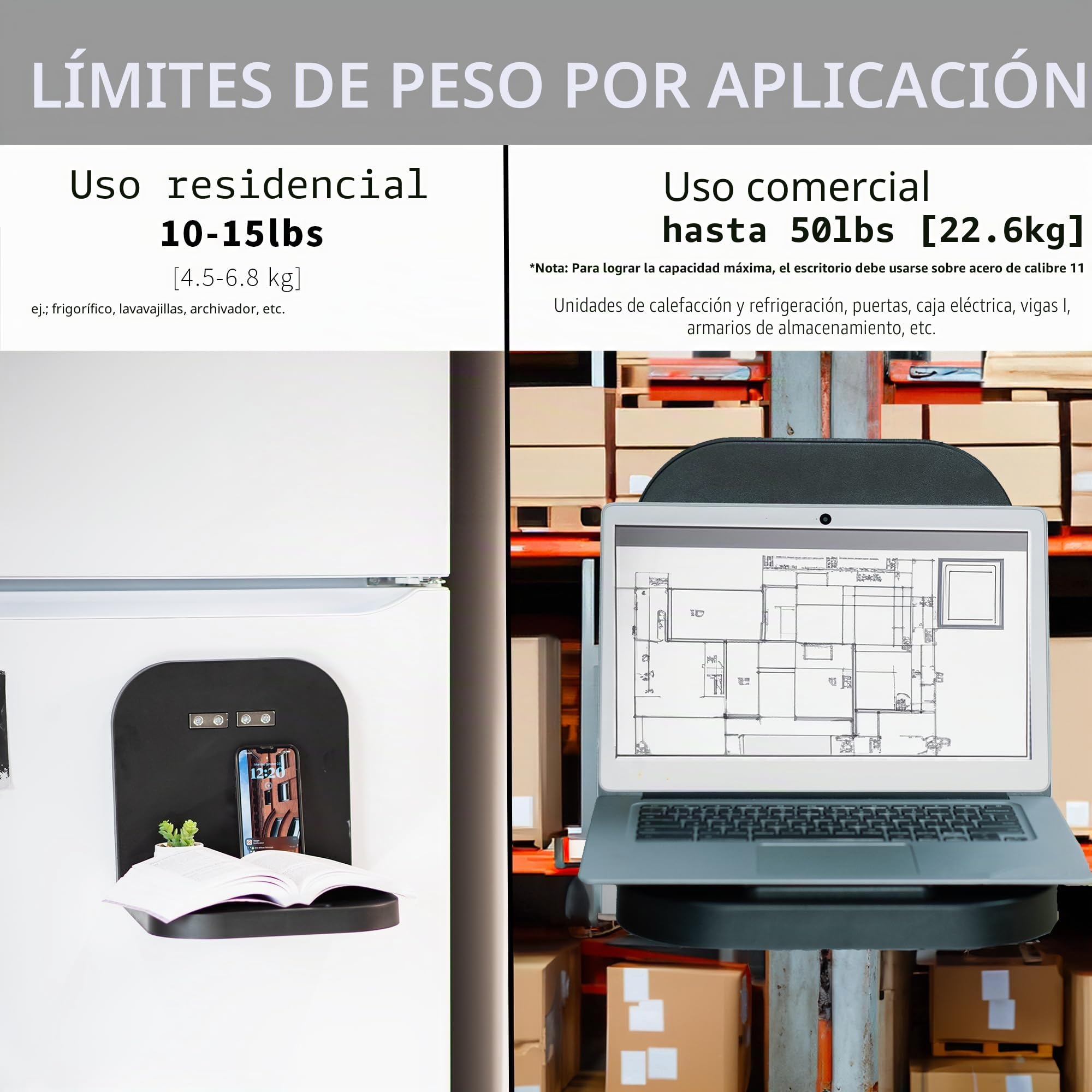 VIVO DESK-MAG01 - Estación de Trabajo magnética portátil para Laptop, Estante para portátil/Tableta, Plataforma de Utilidad con Capacidad de 33 Libras, Escritorio Compacto Manos Libres, se Fija a