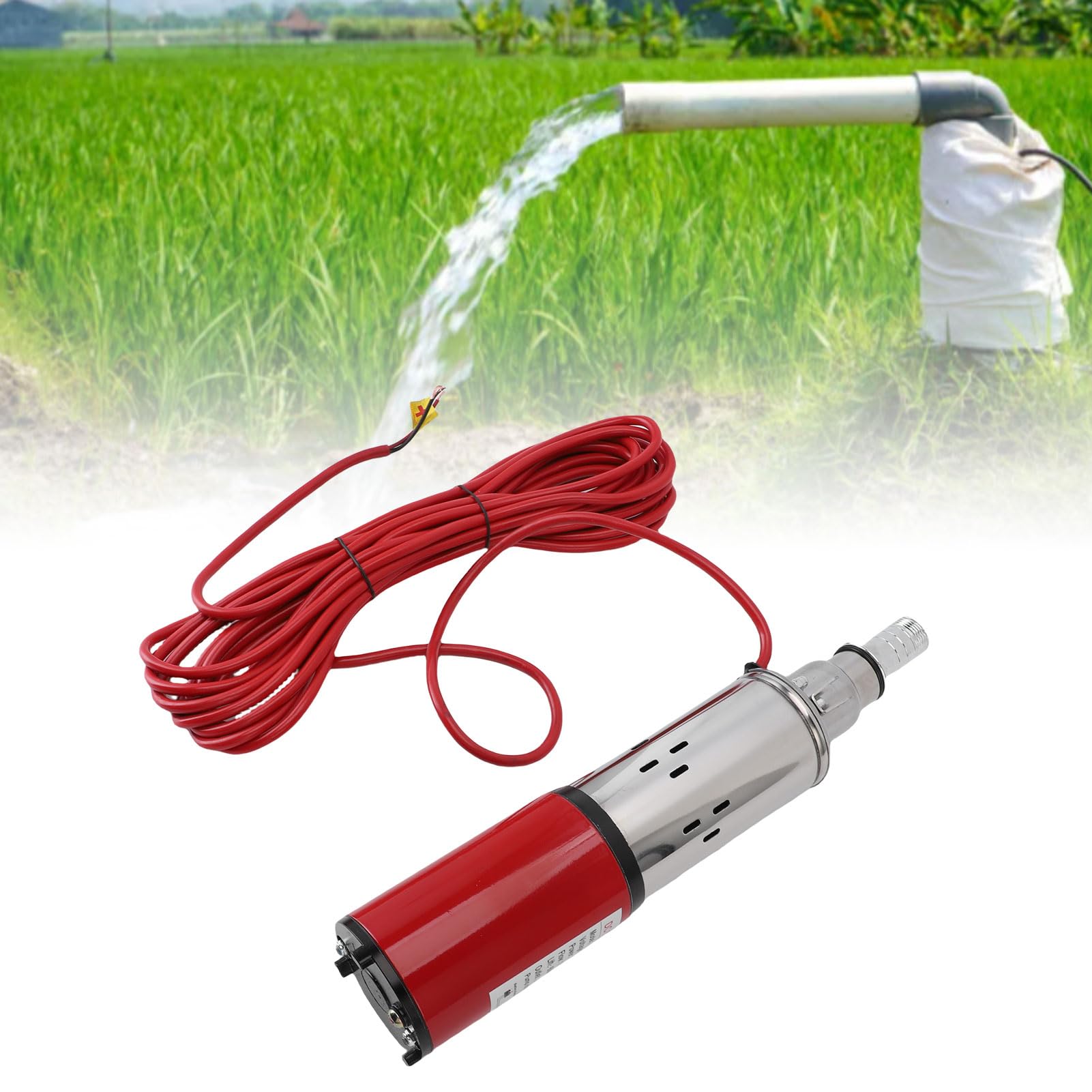 Pompa di Pozzetti Profondi Solari 340 W Pompa Sommersi in Acciaio Inossidabile per Industria, Irrigazione, Uso Domestico 6.6 Gpm 196 Piedi 1 Pollice con Biella, Portata,