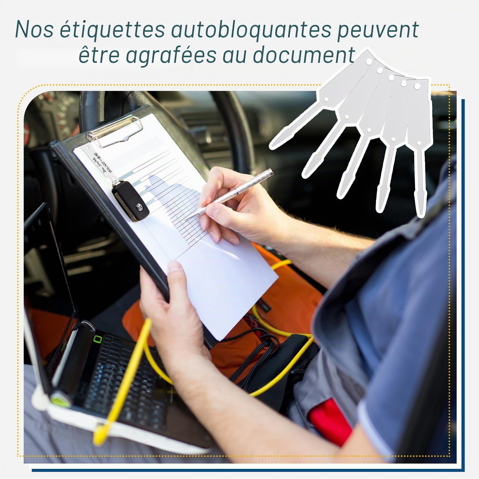 Lewtemi Lot de 1000 étiquettes auto-bloquantes pour pièces de voiture - Étiquettes de réparation pour bureau et magasin automobile (10,4 x 1,9 cm, blanc)