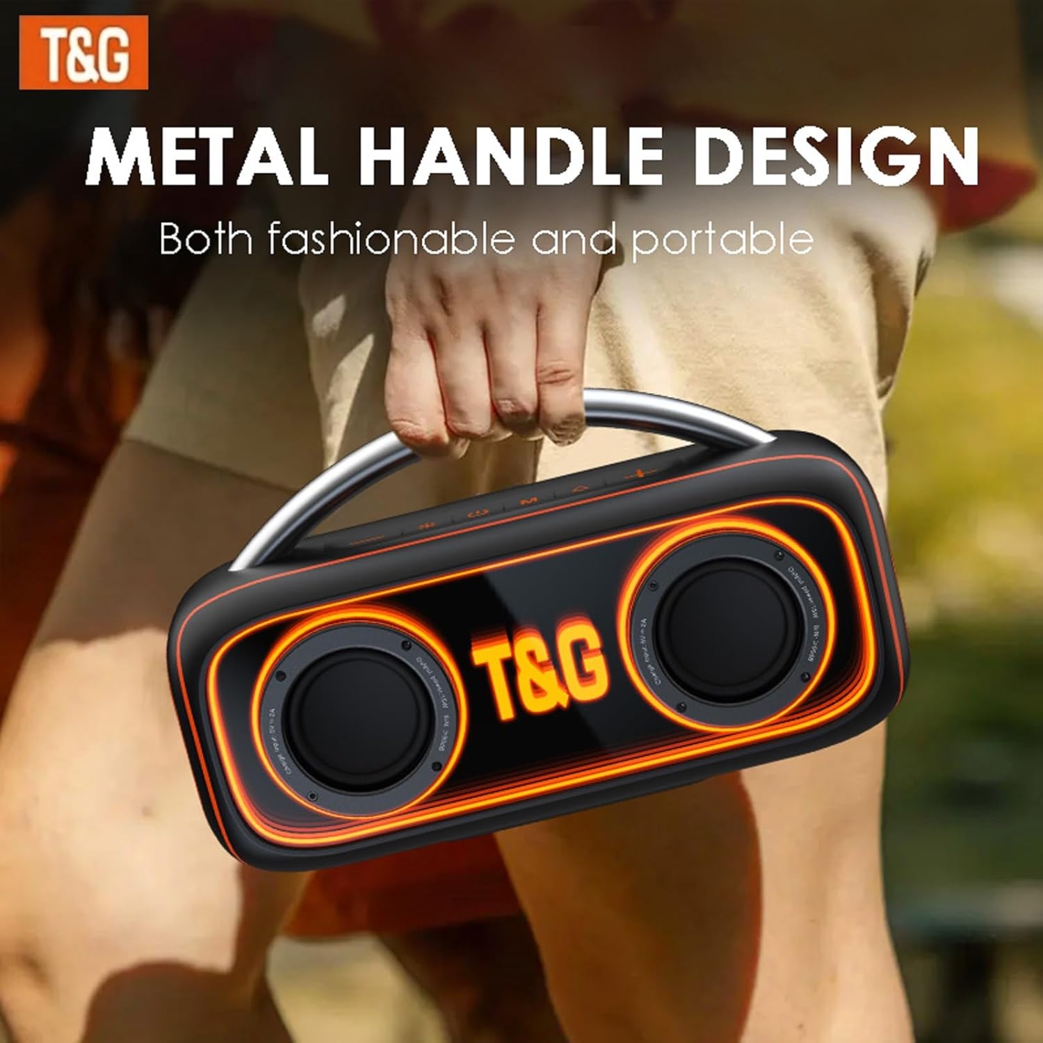 T&G Portable Bluetooth Speaker, 30W Loud Outdoor Wireless Speaker with Deep Bass, IPX5 Waterproof, 24H Playtime, RGB Lightshow, TWS, Bluetooth 5.3 for Party, Home, Travel, Gift