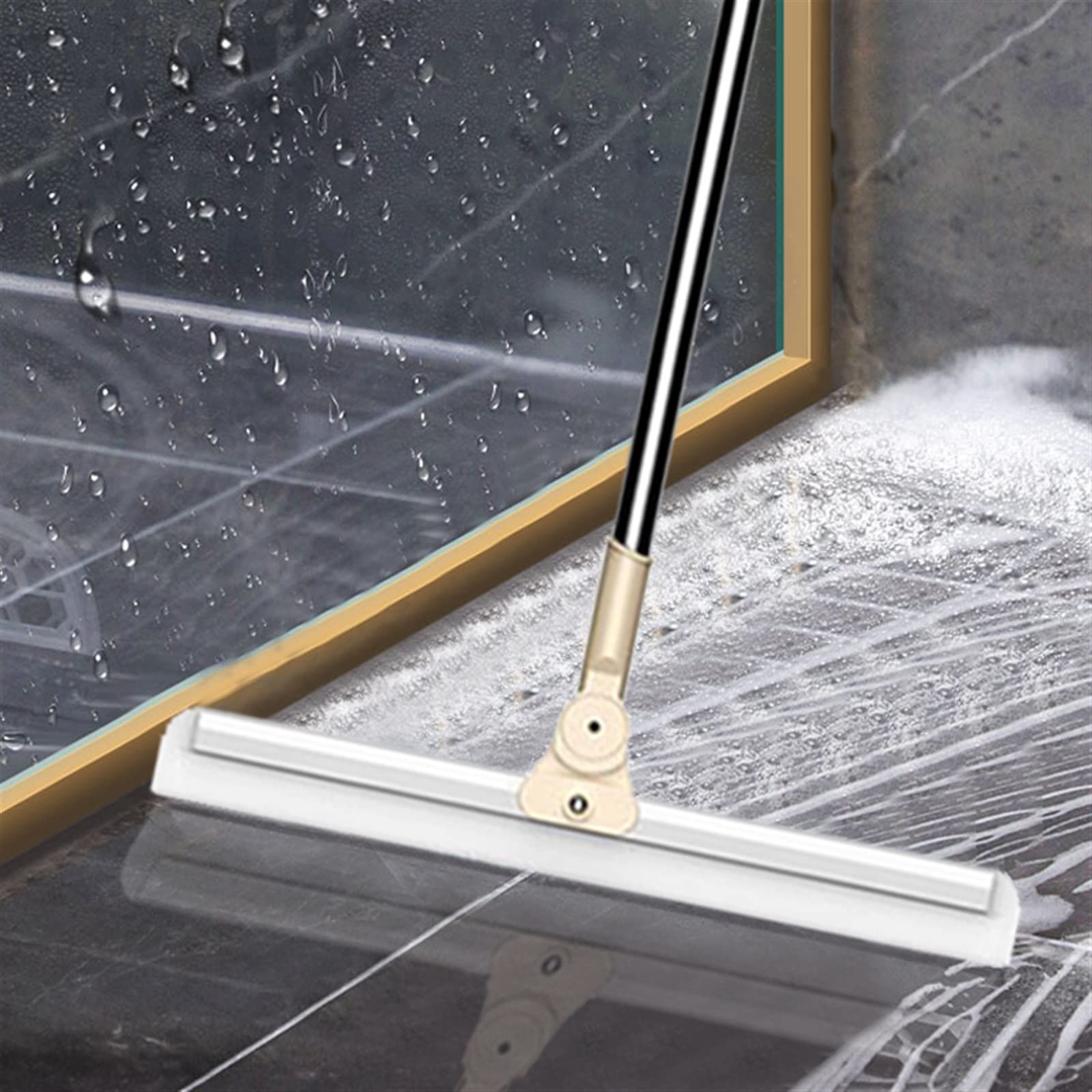 JINGYAN Ściągaczki prysznicowe 1PC Telescopic Floor Wiper Rotatable Window Mirror Shower Scraper Long Handle Bathroom Kitchen Broom Household Cleaning Tools