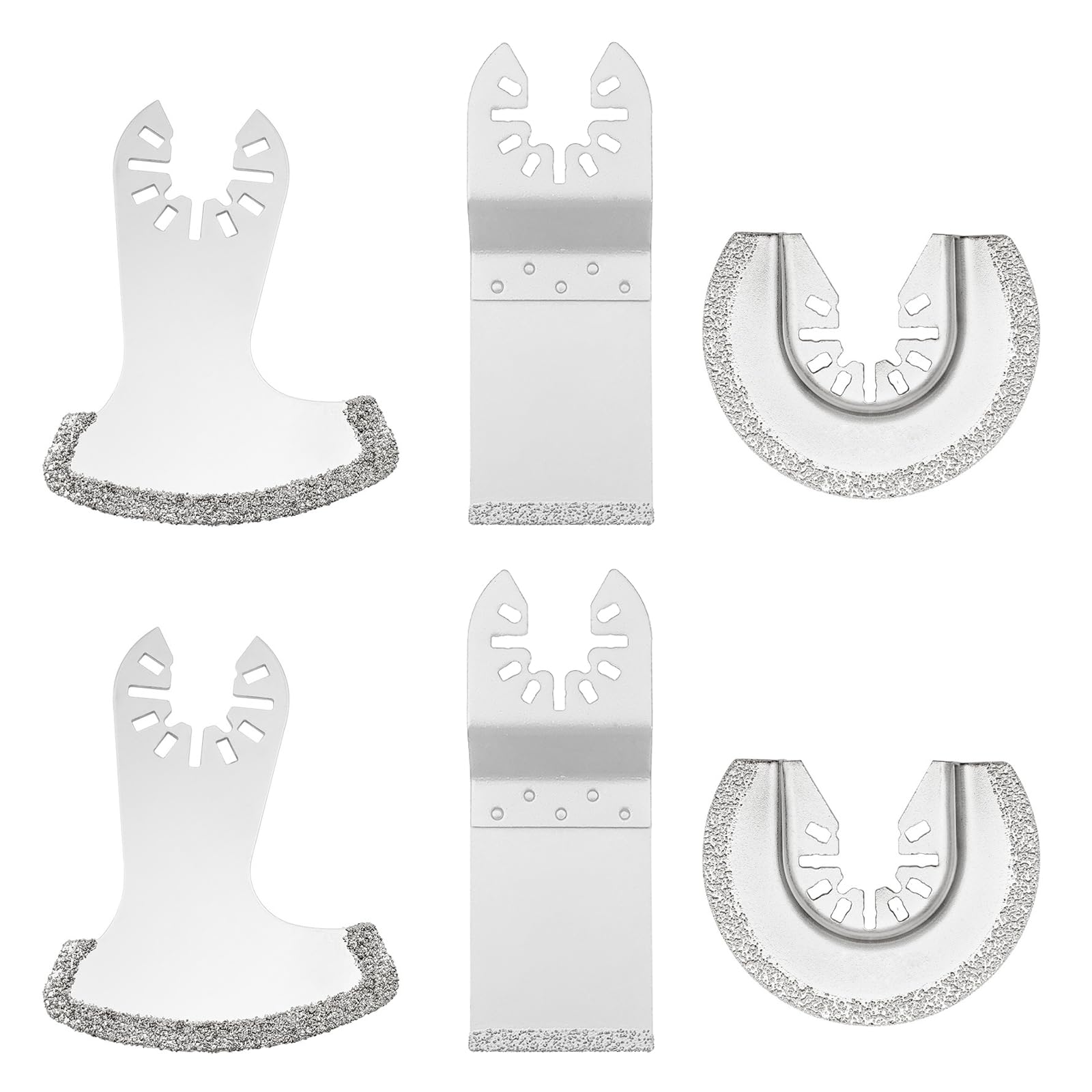 6Pcs Diamond Oscillating Multi Tool Blades, Grout Removal Blade and Masonry Cutting Blade Kit for Tile Grout, Mortar, Plaster, Brick, Oscillating Tool Compatible with DeWalt Makita Bosch Dremel